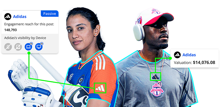 A marketing graphic for Blinkfire, featuring two athletes next to data points on sponsorship assets, and a call to action to Book a demo.